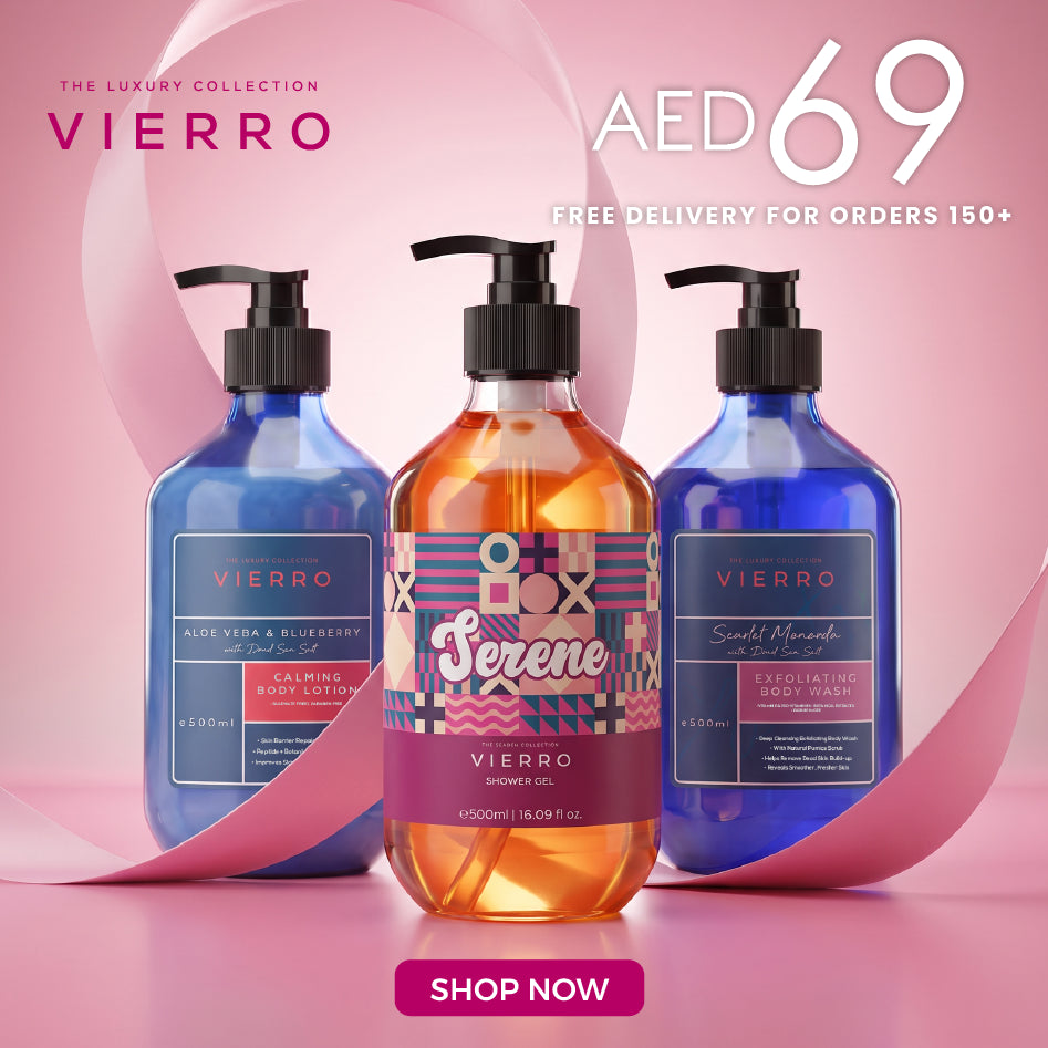 ALOE VERA & BLUEBERRY - Calming Body Lotion, Vierro Shower Gel Serene, SCARLET MONARDA - Exfoliating Body Wash