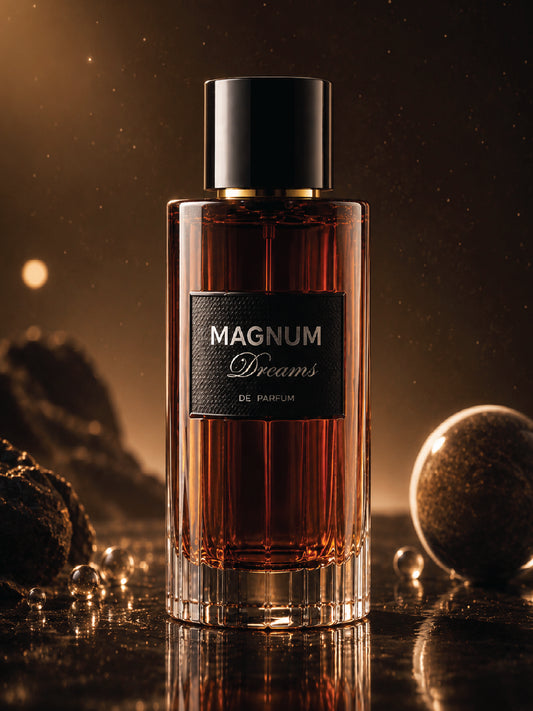 Vierro Magnum Dreams perfume bottle with elegant design, showcasing a sleek, modern container for this luxurious scent.