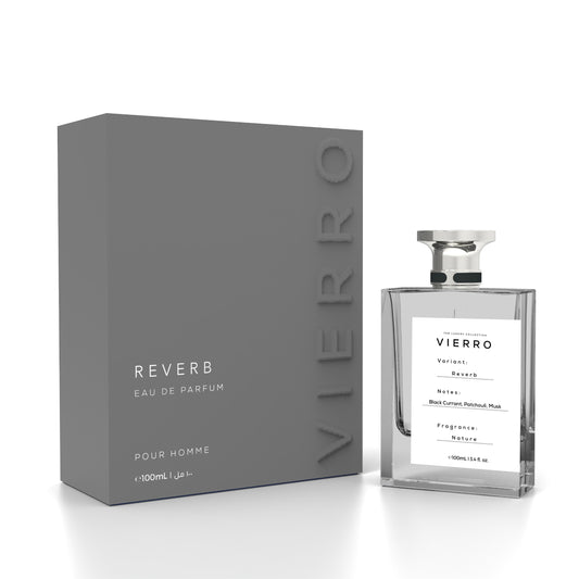 Buy Vierro Reverb Luxury Perfume for men. Vierro Reverb perfume bottle with elegant design and fragrance spray nozzle, showcasing the luxurious perfume packaging.