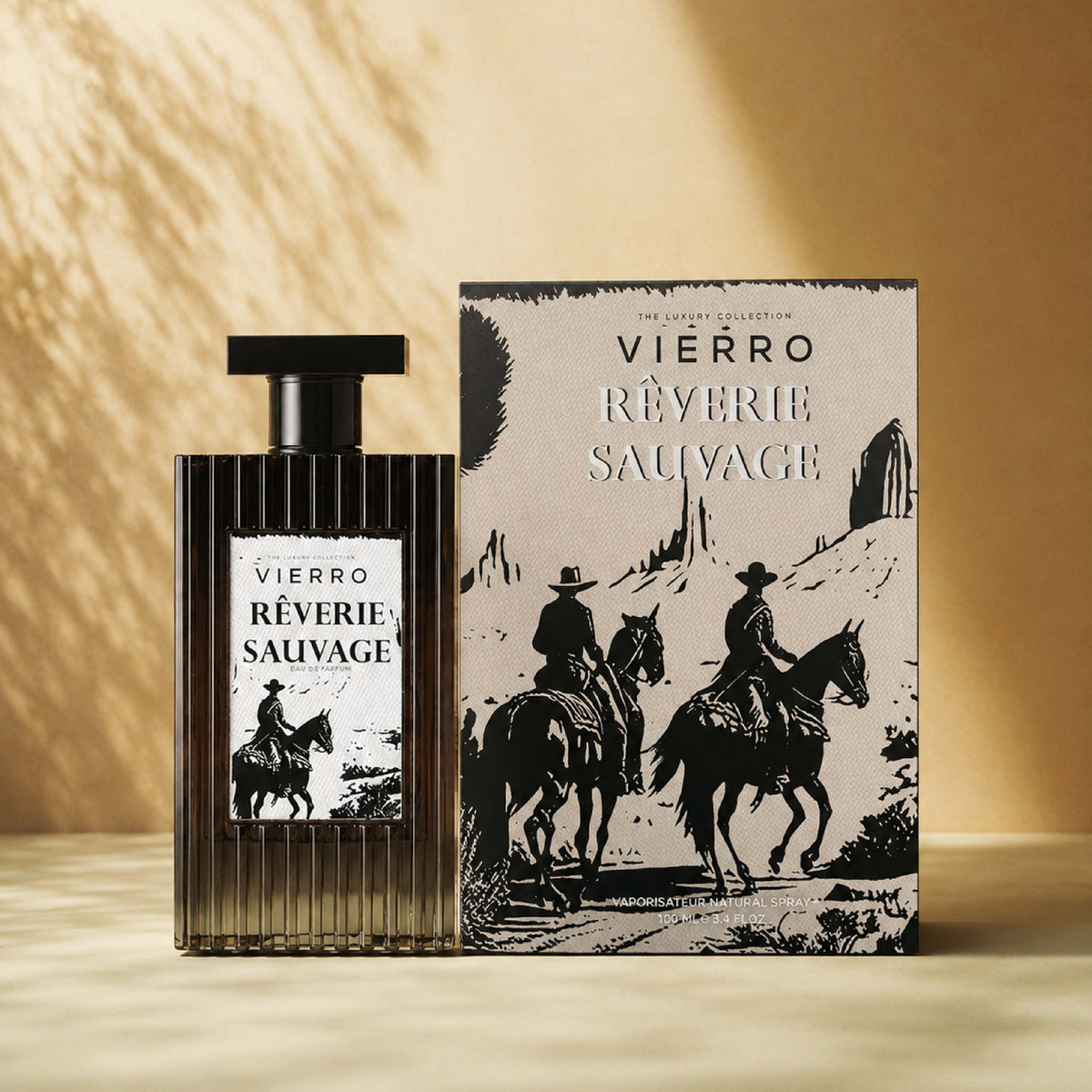Vierro Reverie Sauvage perfume box and bottle with elegant design and modern packaging, showcasing the luxurious fragrance.