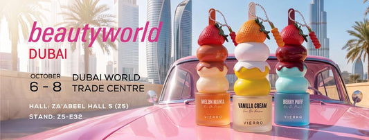  Vierro Melon Mania, Vanilla Cream, and Berry Puff. New perfume launching at Beautyworld Dubai 2026